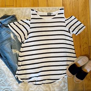 Open Shoulder Striped Top